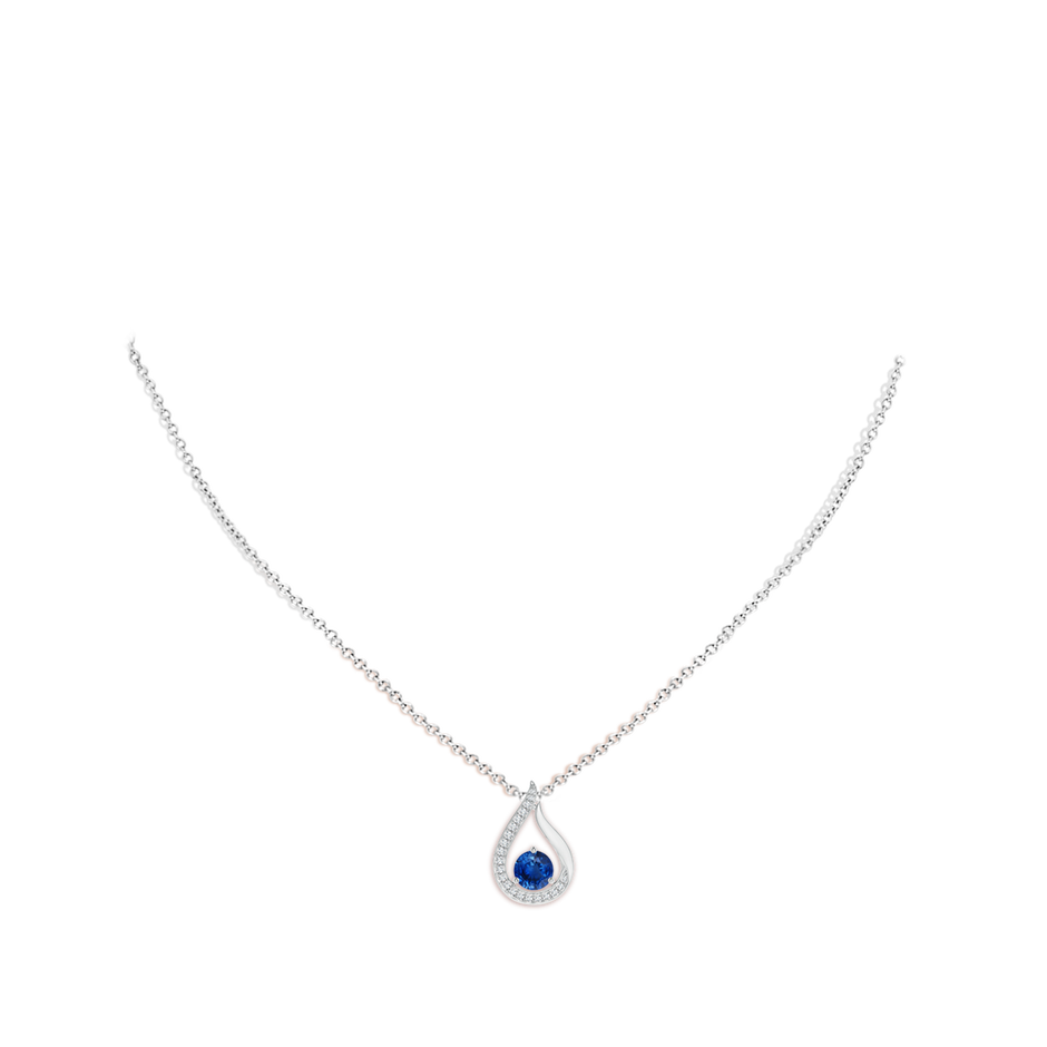 Floating Blue Sapphire Tulip Pendant with Diamonds