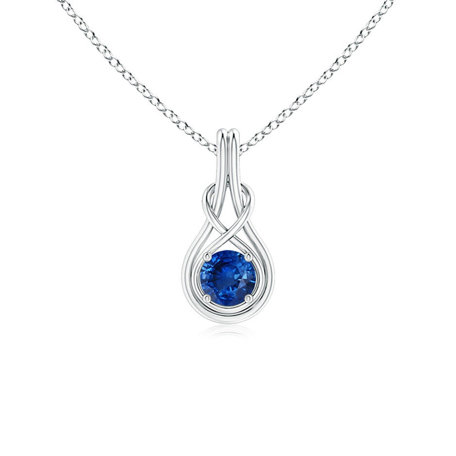 Round Sapphire Solitaire Infinity Knot Pendant