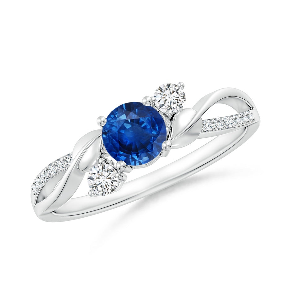 Sapphire and Diamond Twisted Vine Ring