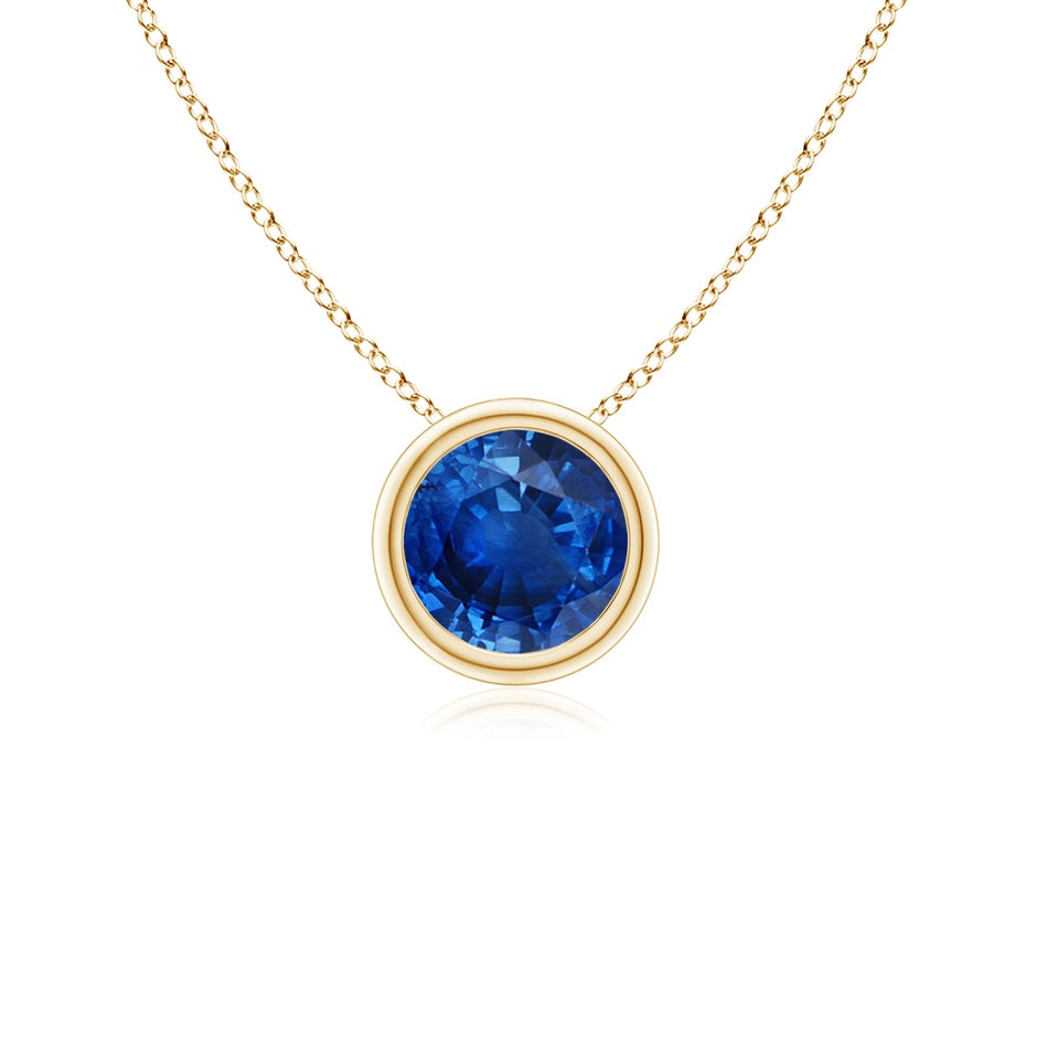 Bezel-Set Round Blue Sapphire Solitaire Pendant