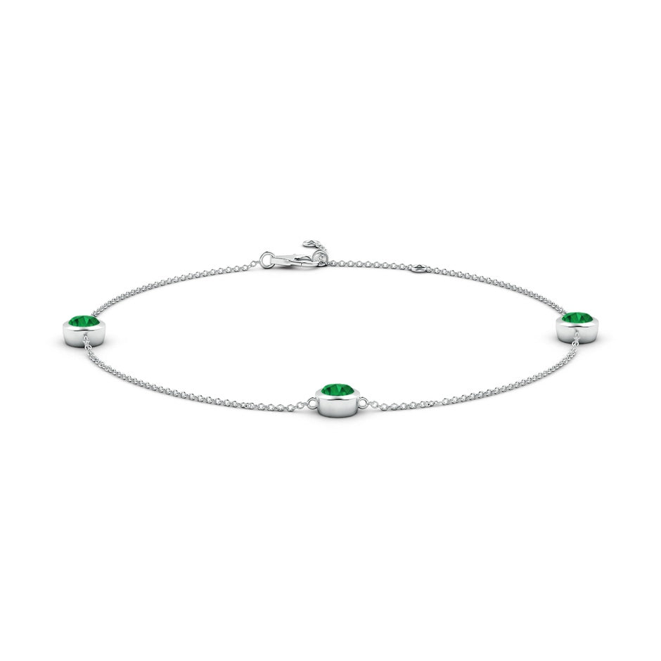 Bezel-Set Emerald Station Adjustable Ankle Bracelet