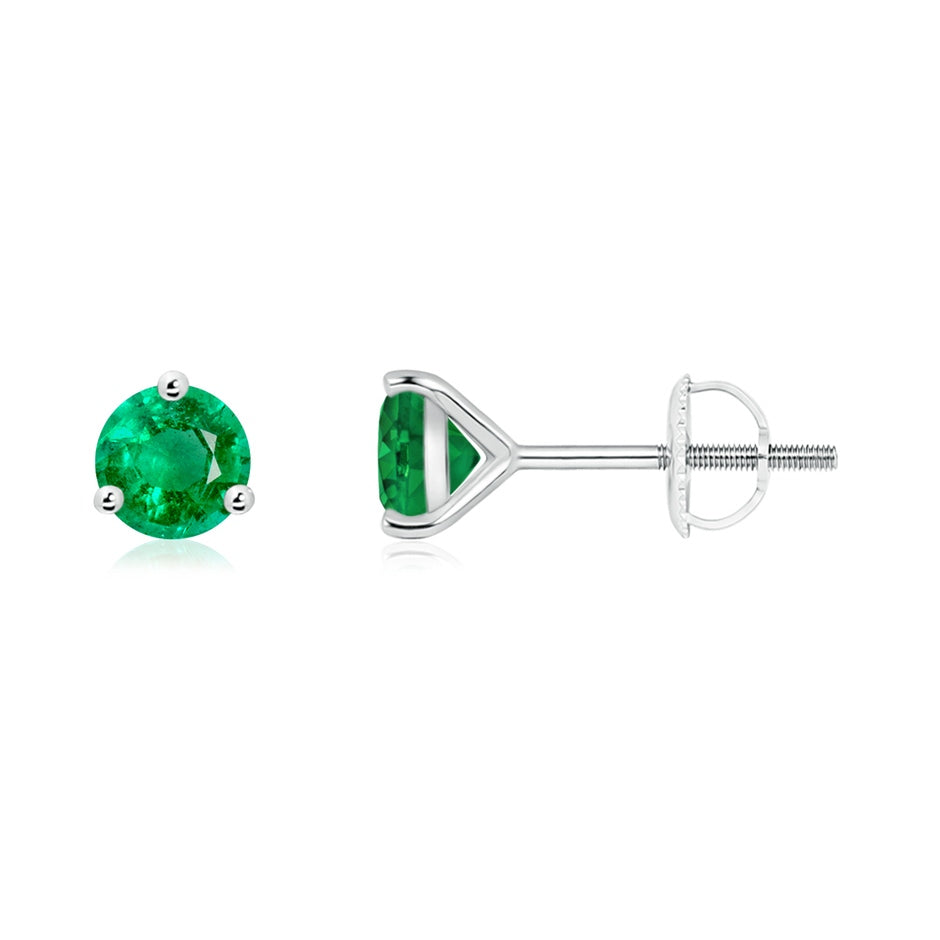 Martini-Set Round Emerald Stud Earrings