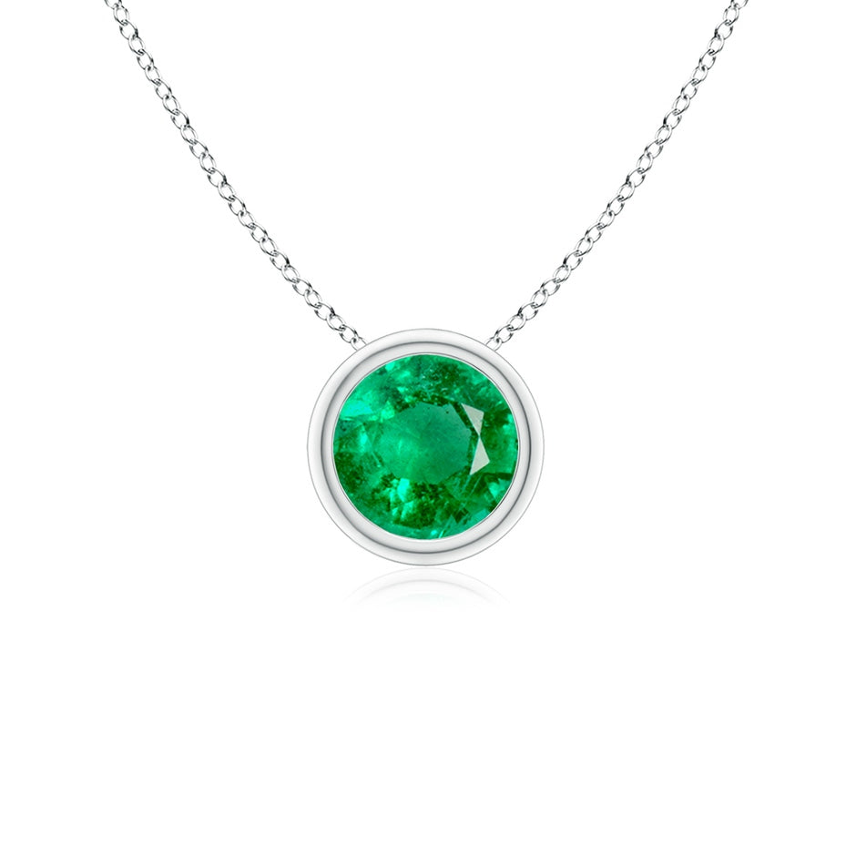 Bezel-Set Round Emerald Solitaire Pendant