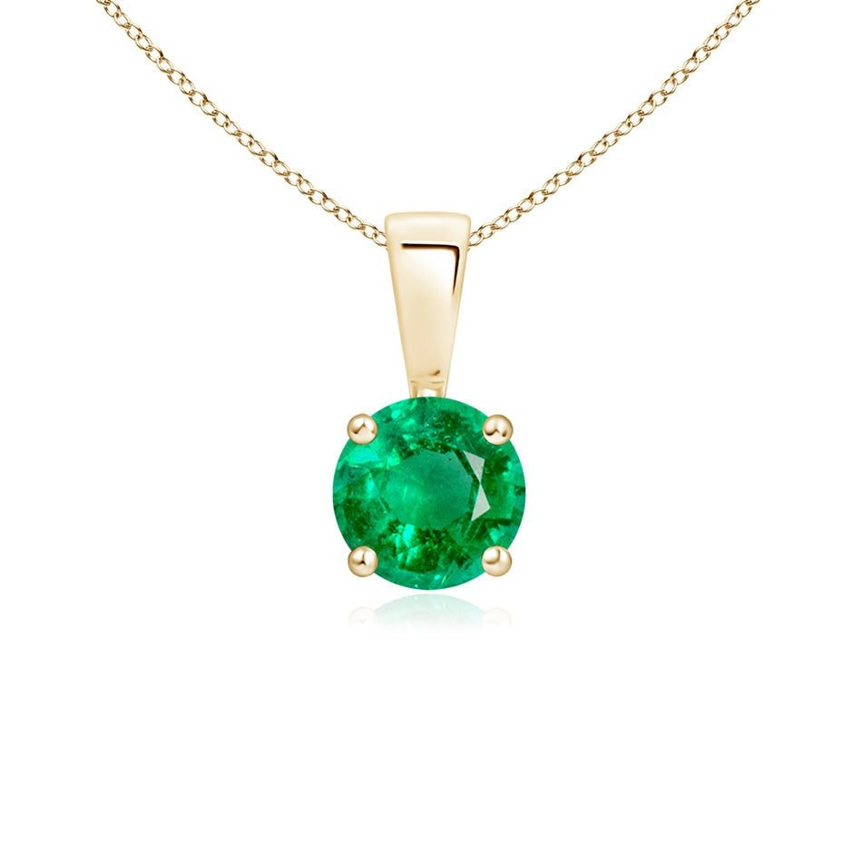 Classic Prong-Set Round Emerald Solitaire Pendant