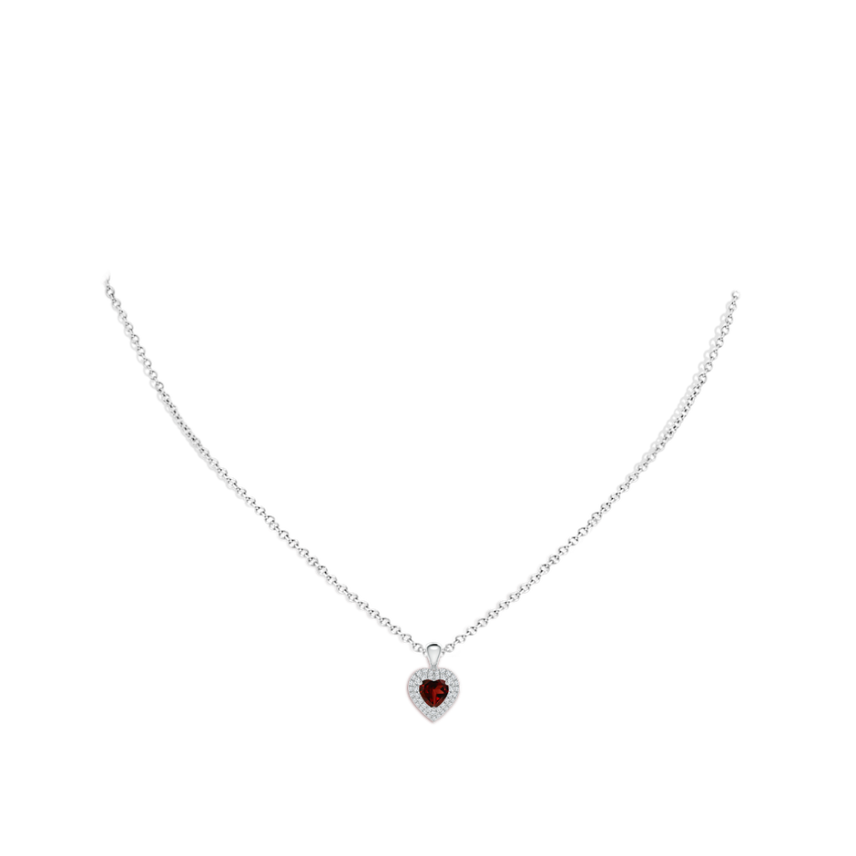 Garnet Heart Pendant with Diamond Double Halo