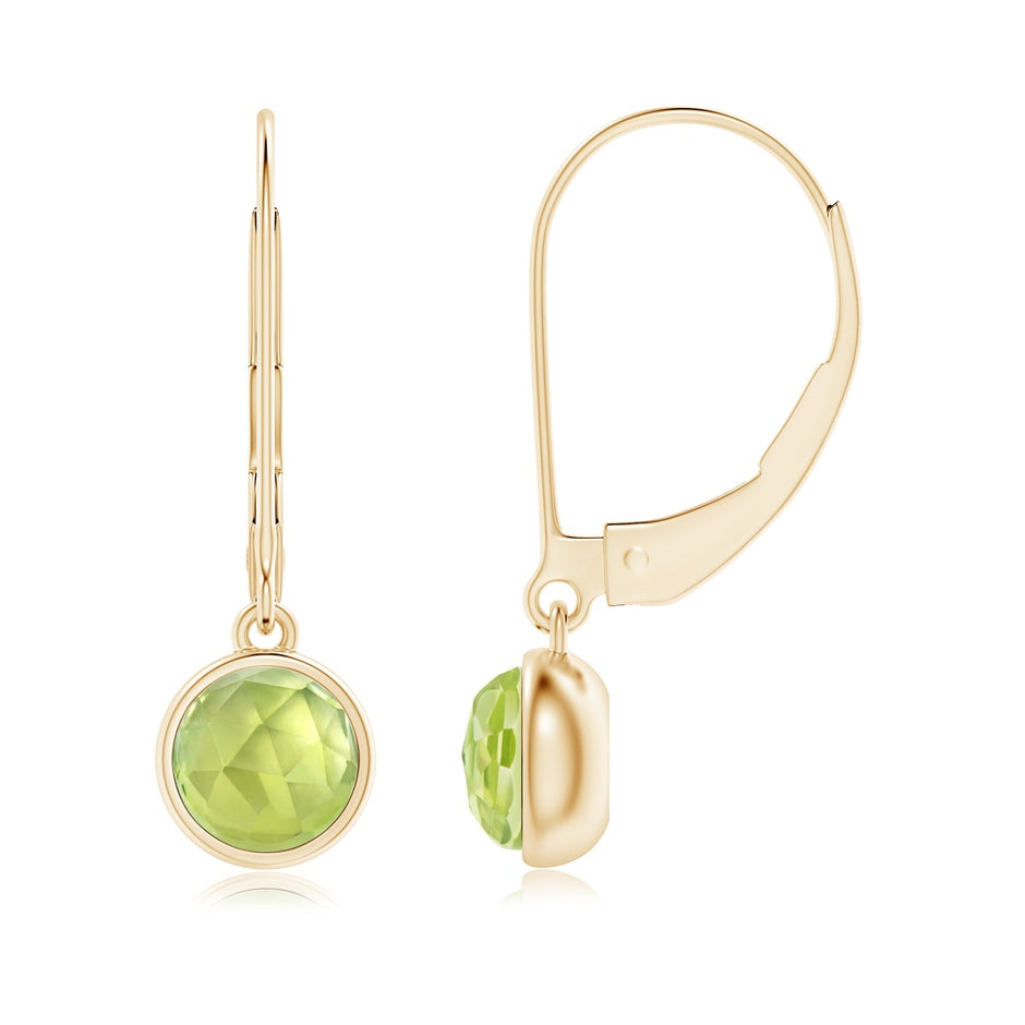 Round Peridot Solitaire Drop Earrings with Leverback