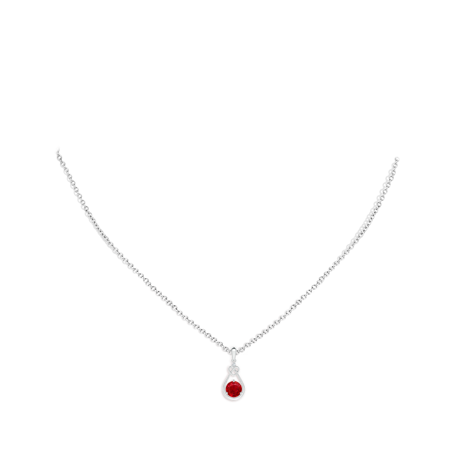 Ruby Knotted Heart Pendant with Diamond