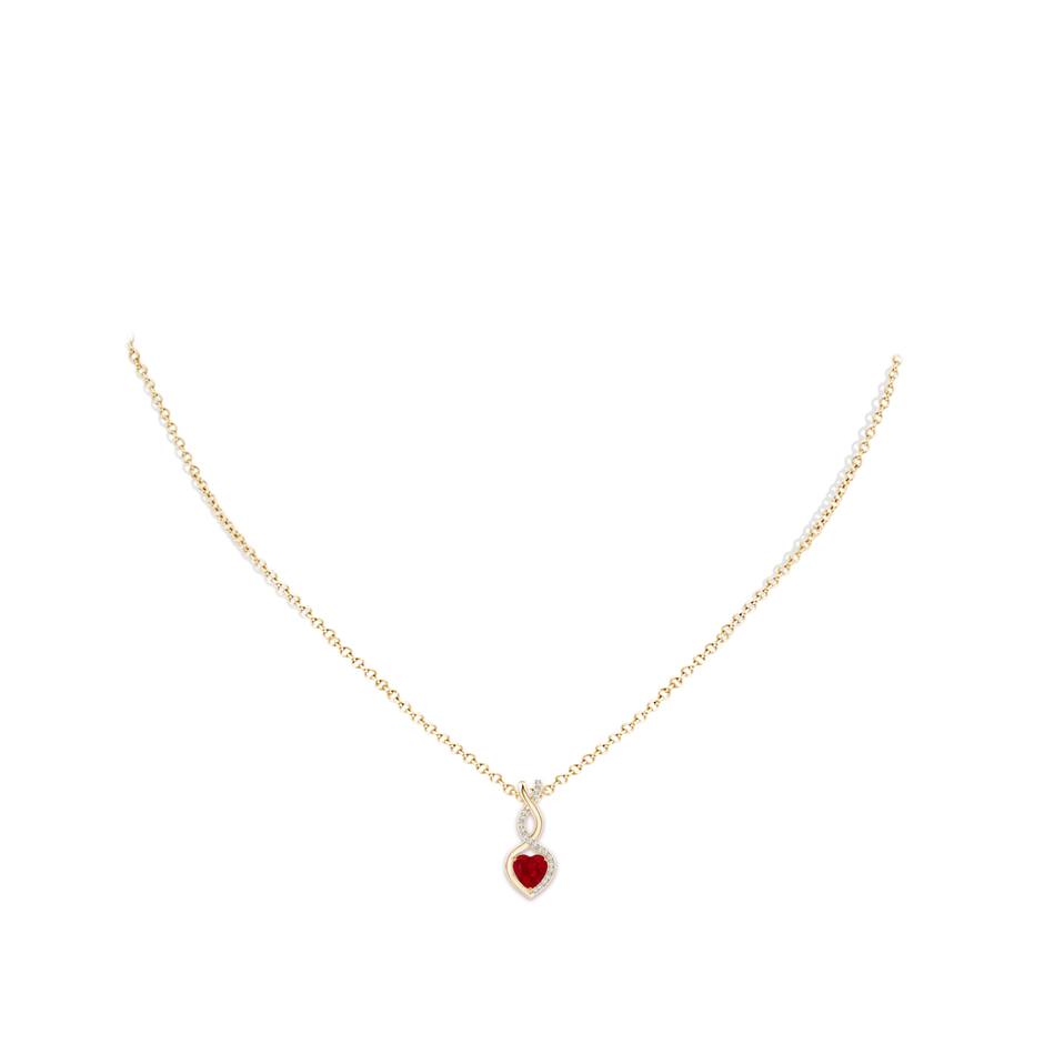 Heart-Shaped Ruby Infinity Pendant with Diamond Accents