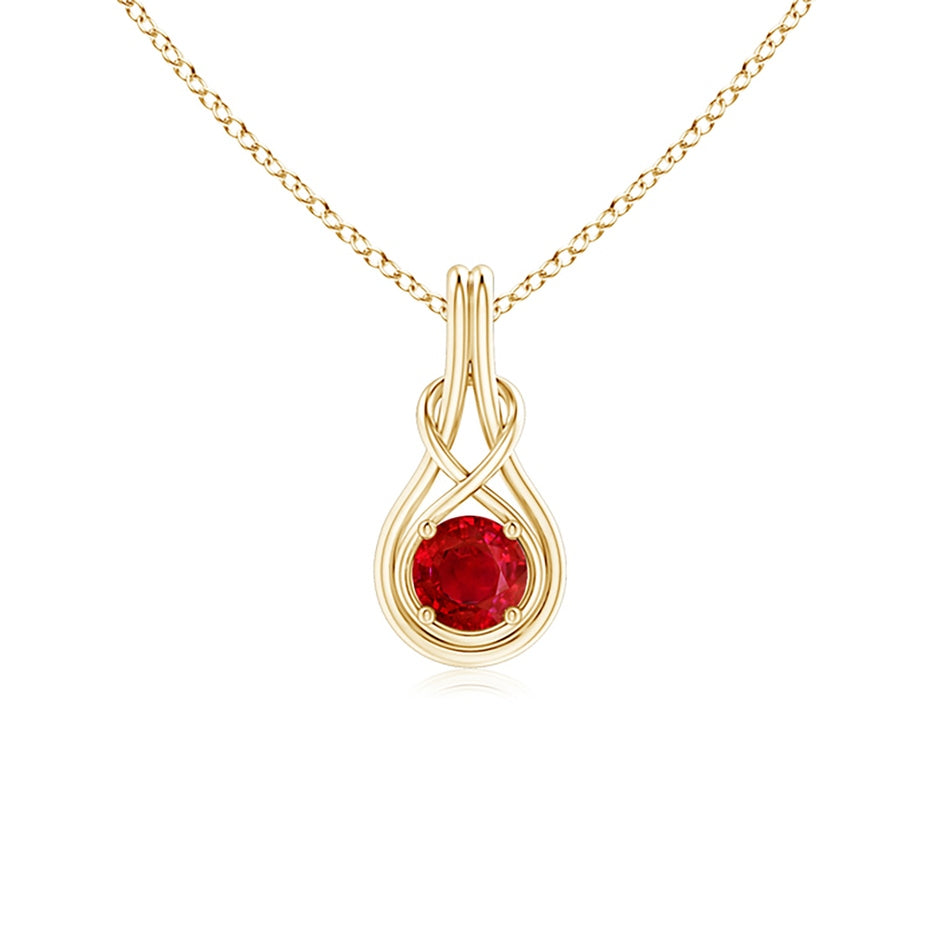 Round Ruby Solitaire Infinity Knot Pendant