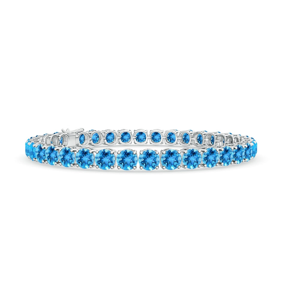 Classic Swiss Blue Topaz Linear Tennis Bracelet