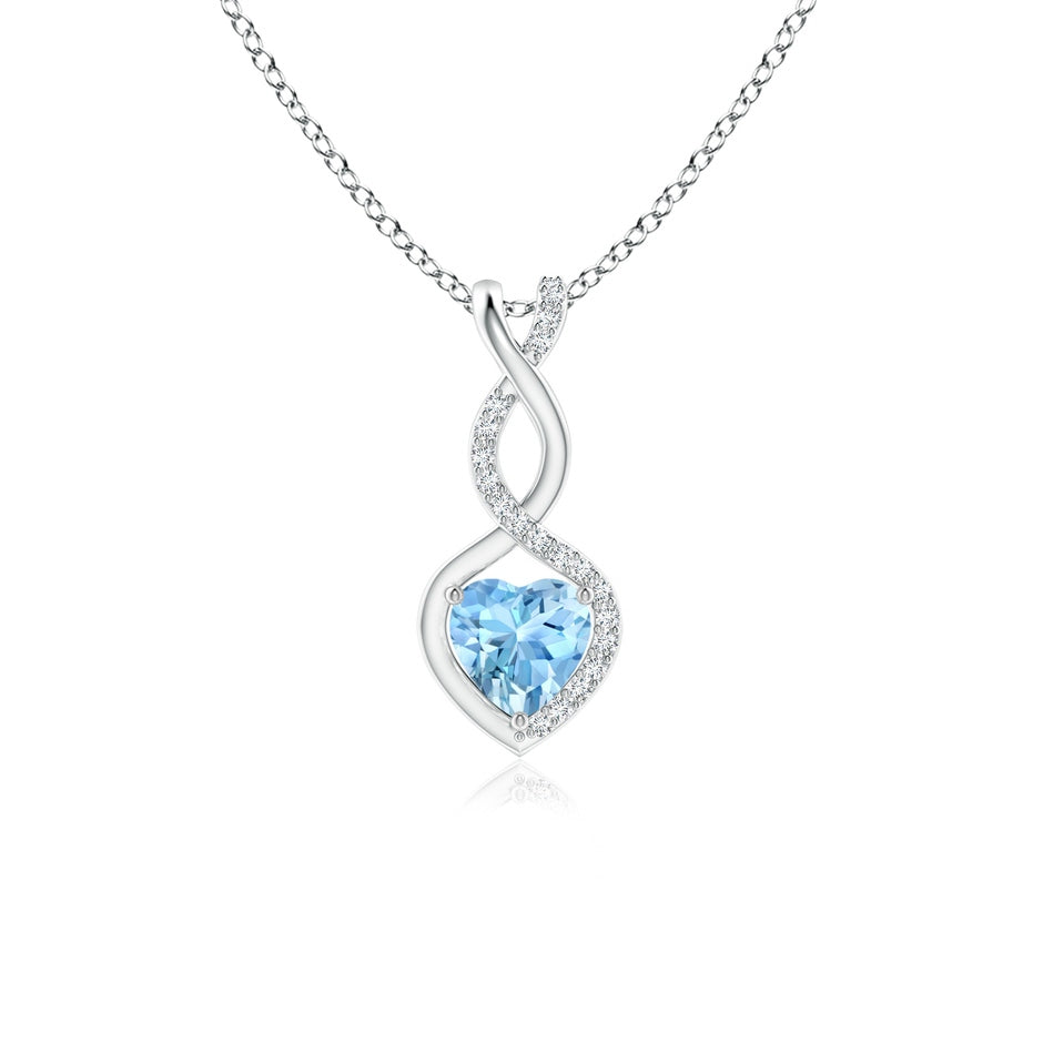 Heart-Shaped Aquamarine Infinity Pendant with Diamond Accents