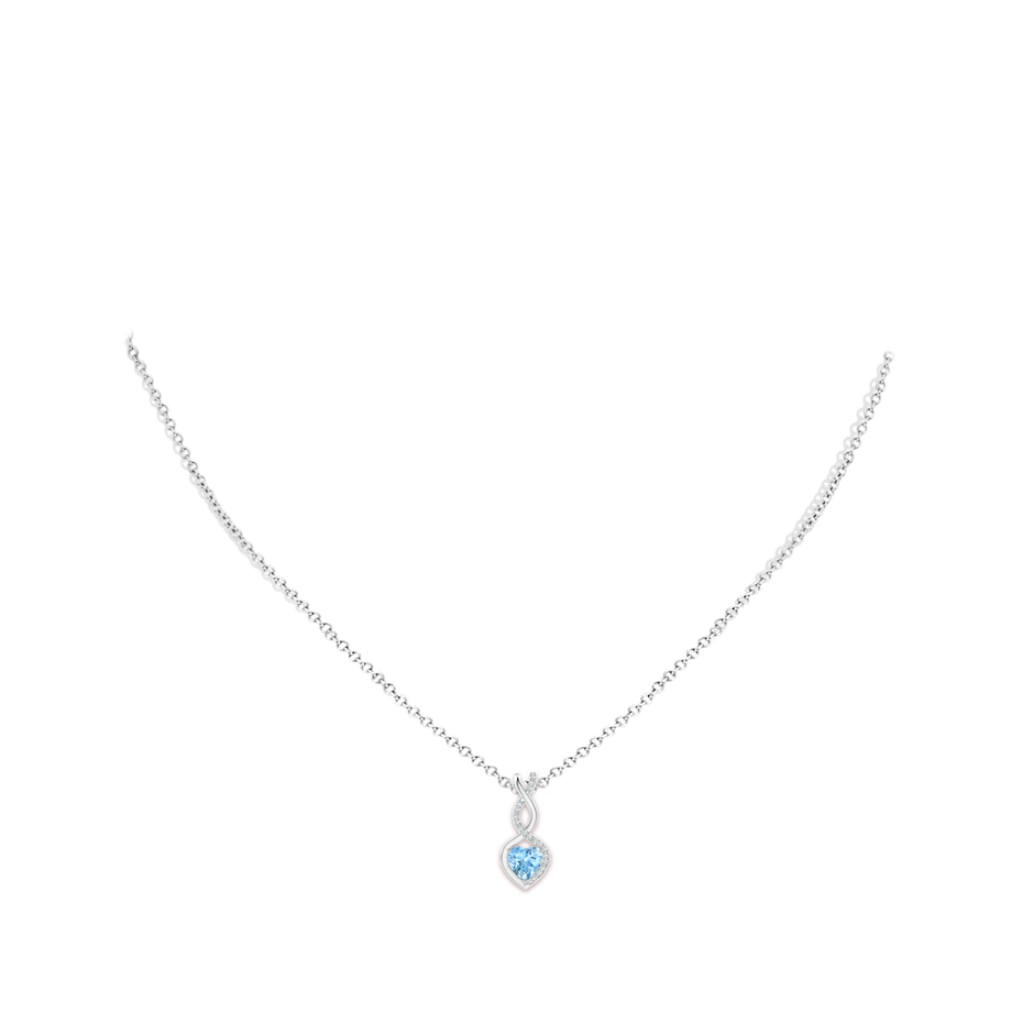 Heart-Shaped Aquamarine Infinity Pendant with Diamond Accents