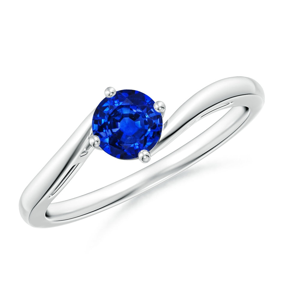 Classic Round Blue Sapphire Solitaire Bypass Engagement Ring