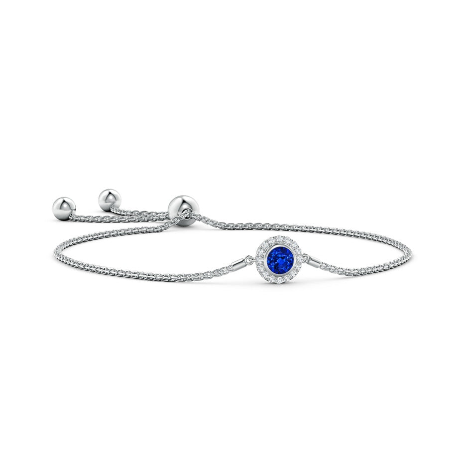Lab-Grown Bezel-Set Sapphire Bolo Bracelet with Diamond Halo