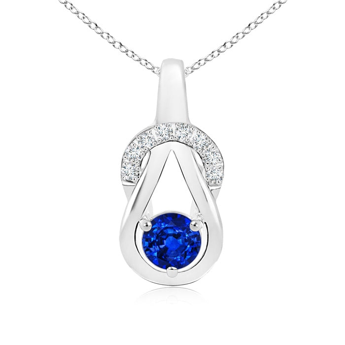 Lab-Grown Sapphire Infinity Knot Pendant with Diamonds