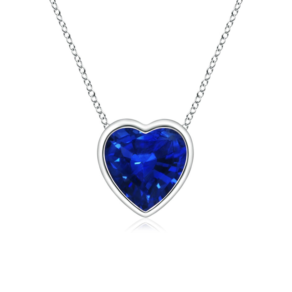 Bezel-Set Solitaire Heart Blue Sapphire Pendant