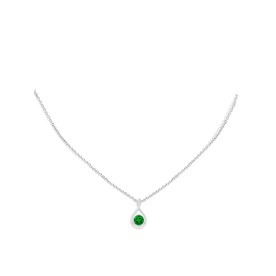 Solitaire Round Emerald Infinity Twist Pendant