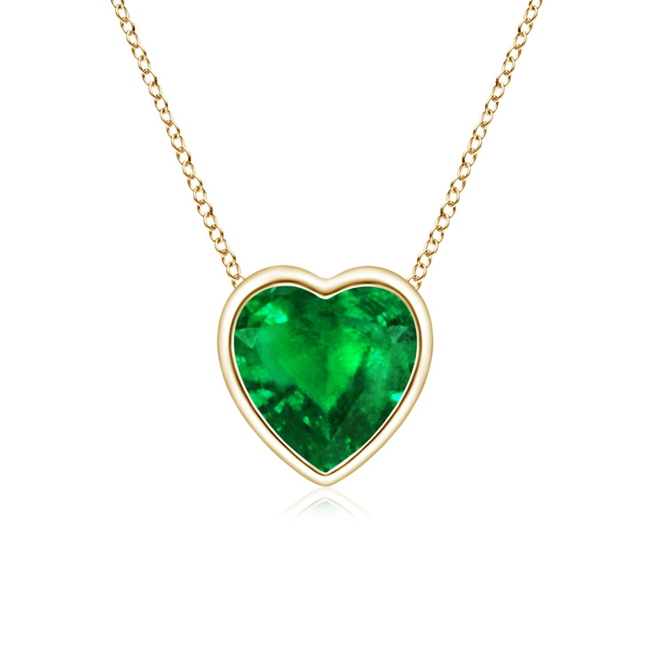 Bezel-Set Solitaire Heart Emerald Pendant