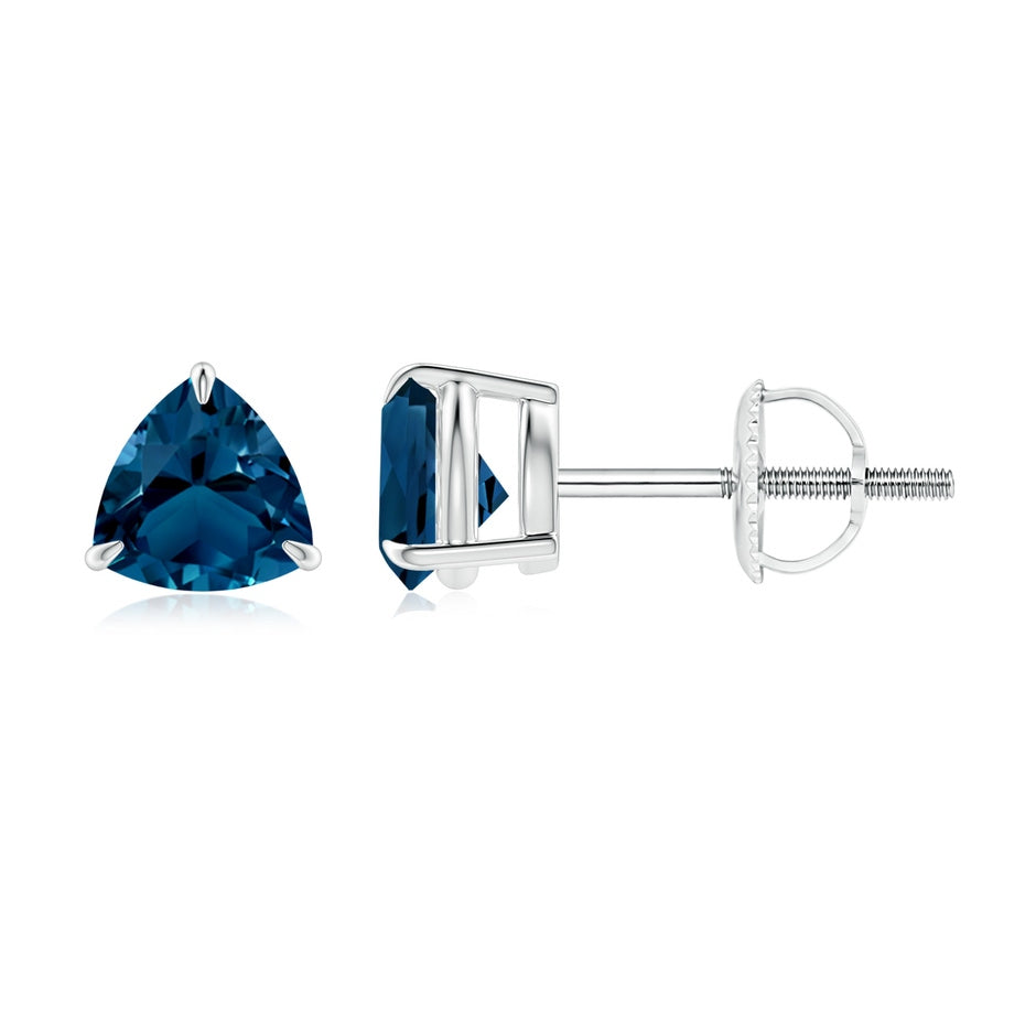 Claw-Set Trillion London Blue Topaz Stud Earrings