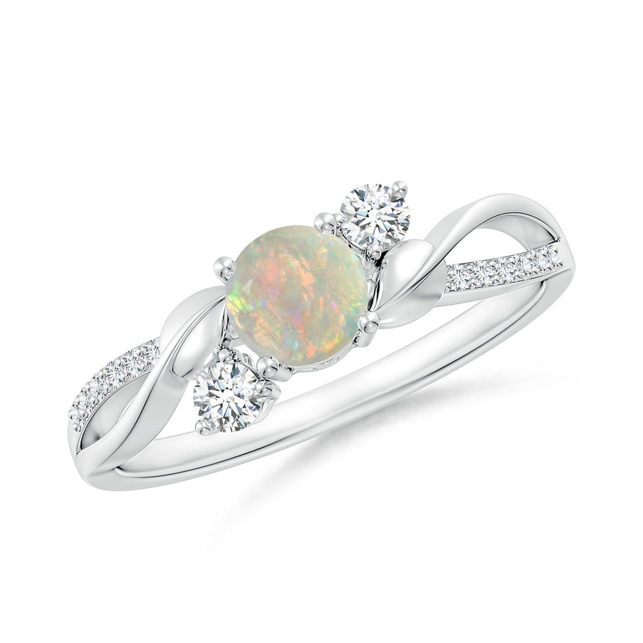 Opal and Diamond Twisted Vine Ring