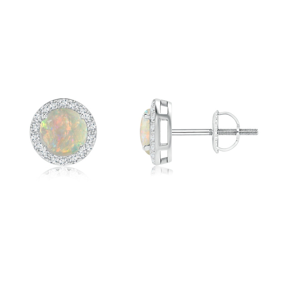Vintage-Inspired Round Opal Halo Stud Earrings