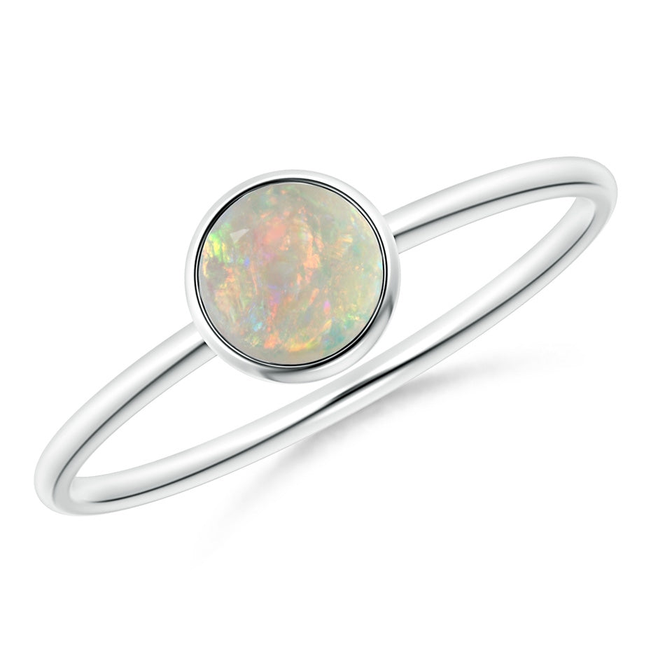 Bezel Set Round Opal Stackable Ring