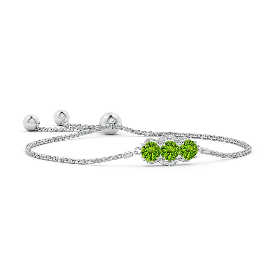 Three Stone Peridot Half Halo Leo Bolo Bracelet