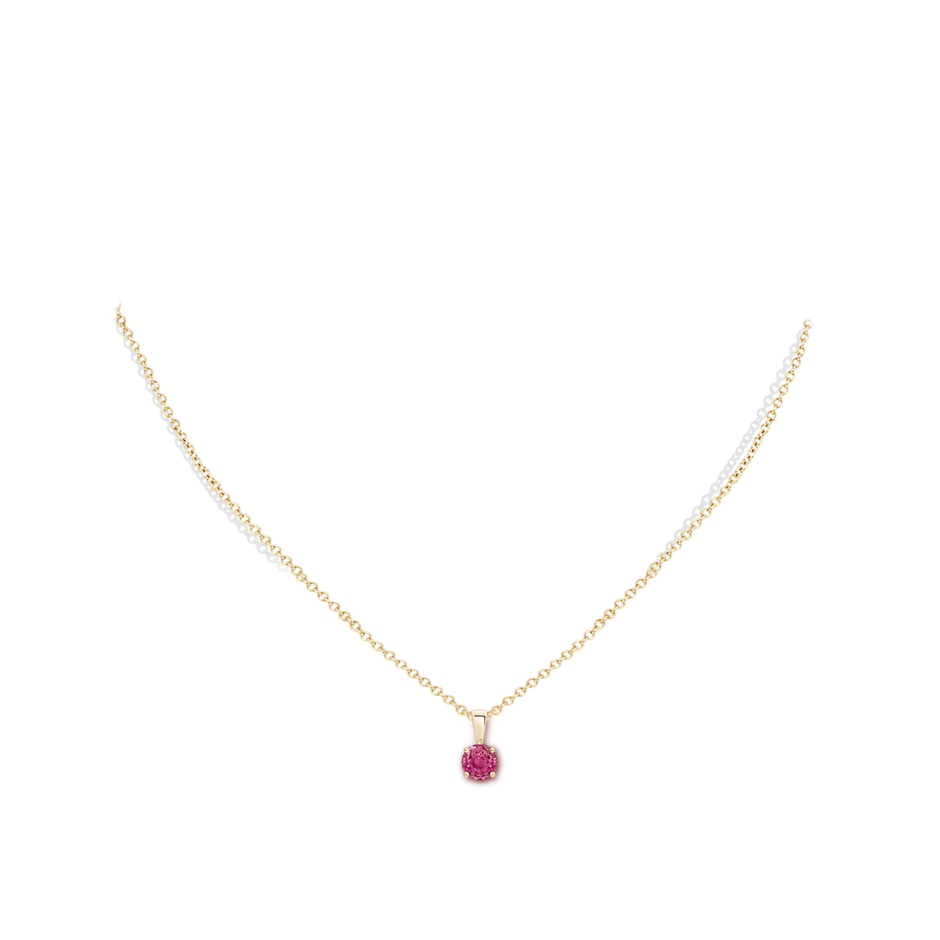Classic Prong-Set Round Pink Sapphire Solitaire Pendant