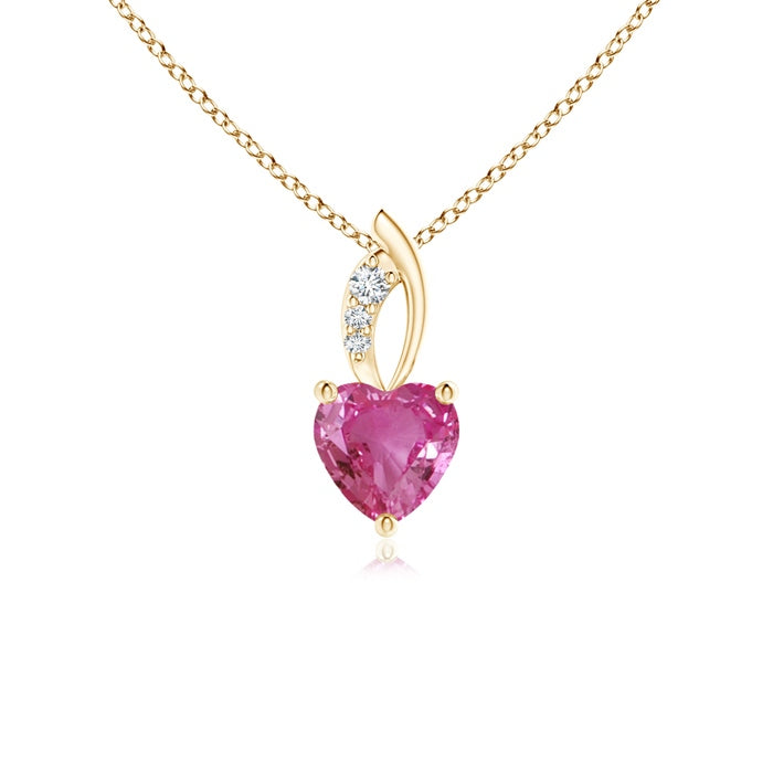 Pink Sapphire Heart Pendant with Diamond Accents
