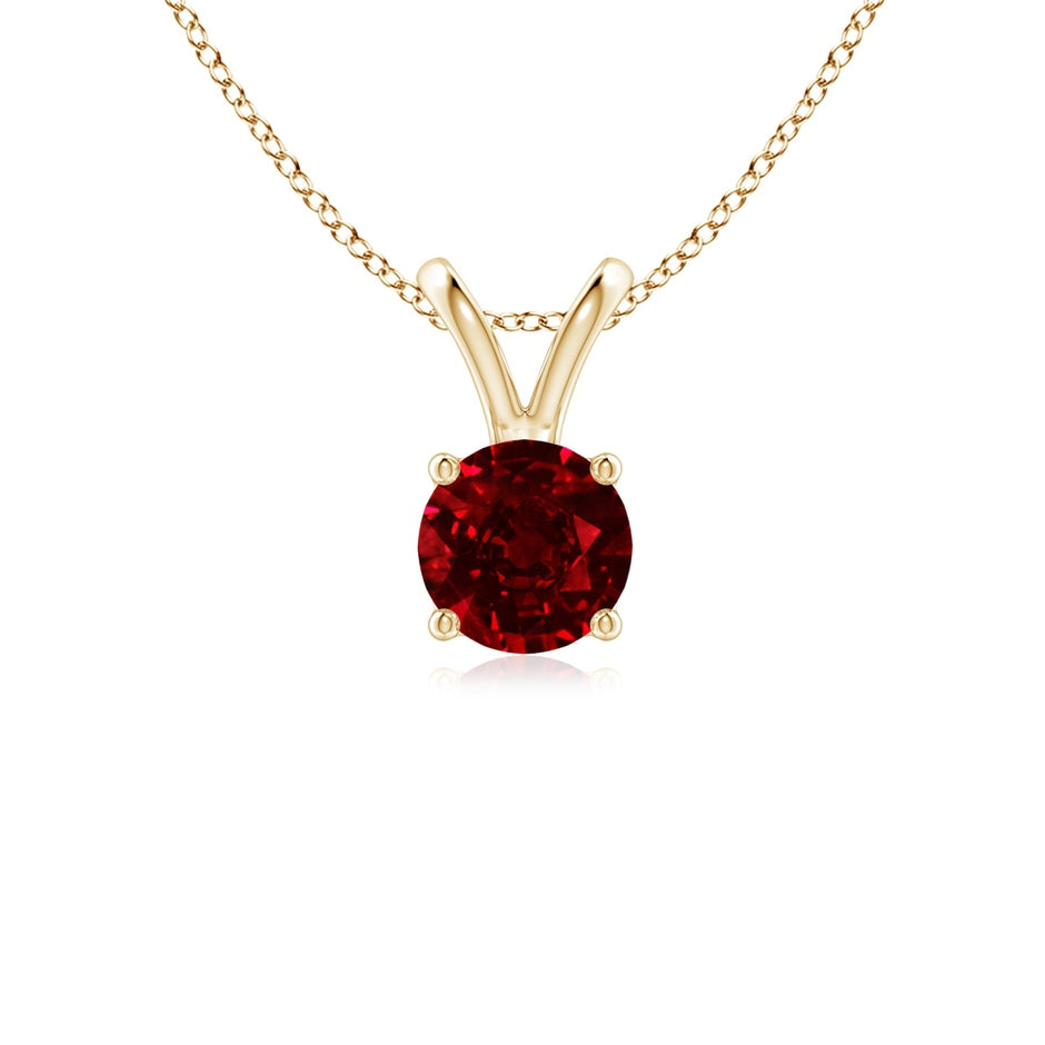 V-Bale Round Ruby Solitaire Pendant