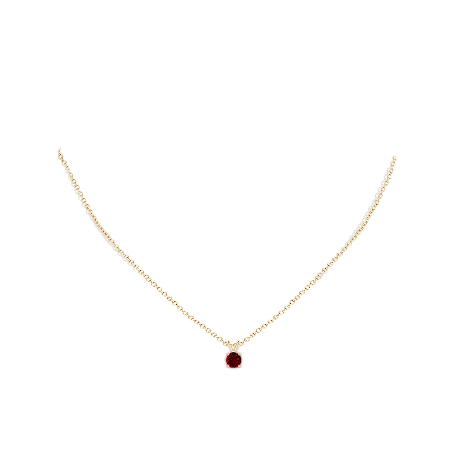 V-Bale Round Ruby Solitaire Pendant