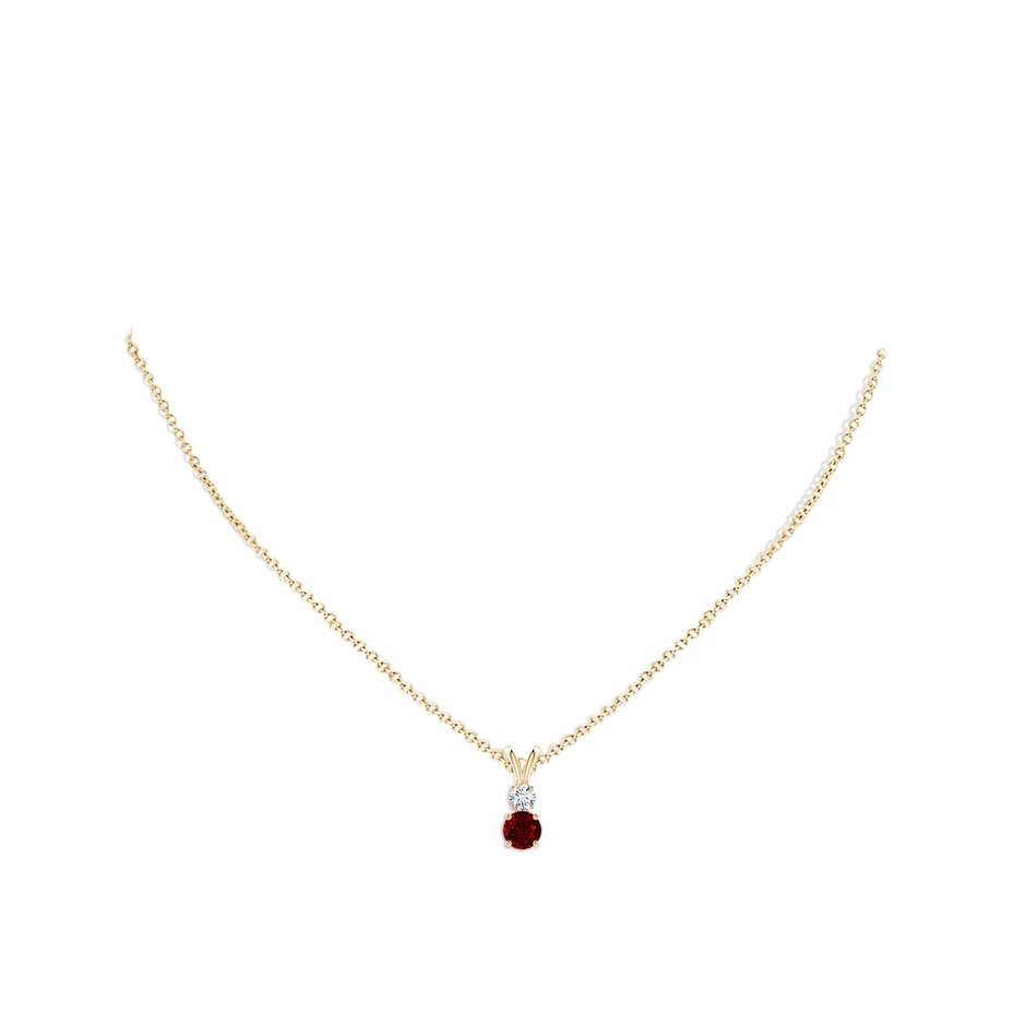 Prong-Set Round Ruby and Diamond Two Stone Pendant