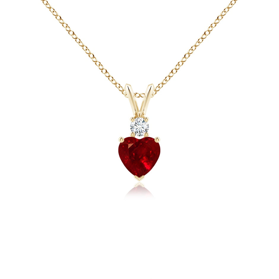 Heart-Shaped Ruby Rabbit Ear Bale Pendant