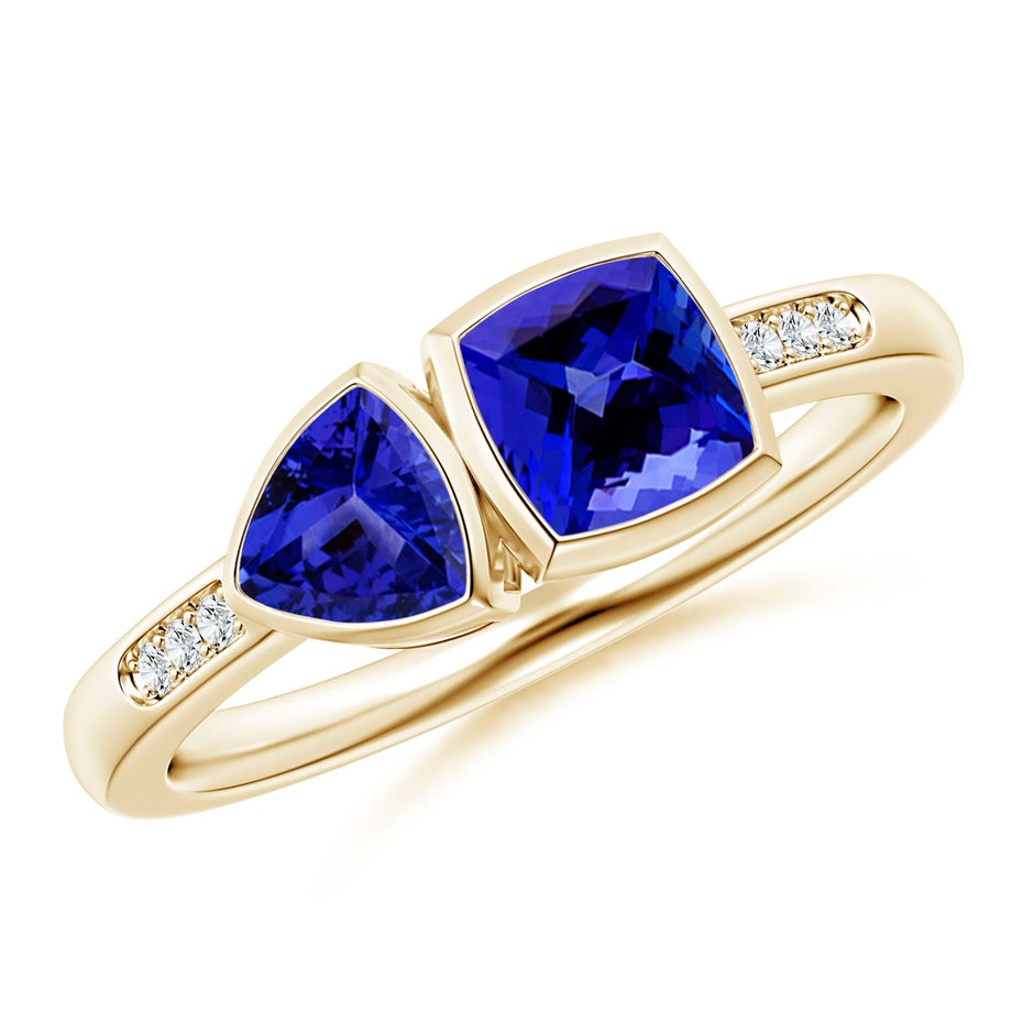 Cushion & Trillion Tanzanite Sagittarius Two Stone Ring