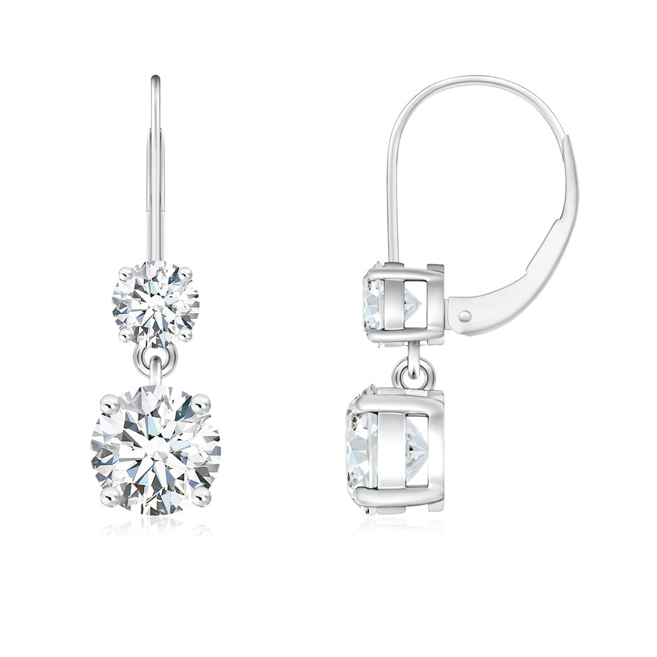 Lab-Grown Round Diamond Leverback Dangle Earrings with Diamond