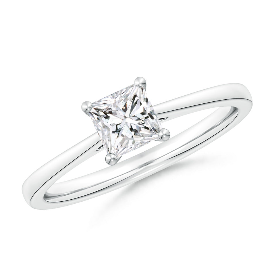 Princess-Cut Diamond Reverse Tapered Shank Cathedral Engagement Ring