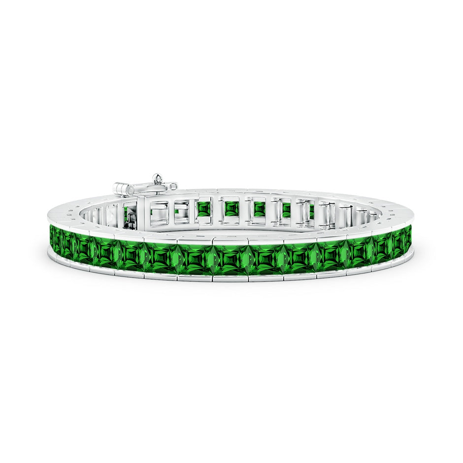 Lab-Grown Channel-Set Princess-Cut Emerald Tennis Bracelet