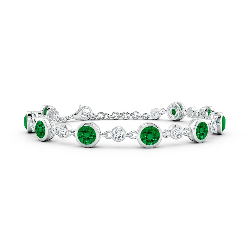 Alternating Round Lab-Grown Emerald and Diamond Tennis Bracelet