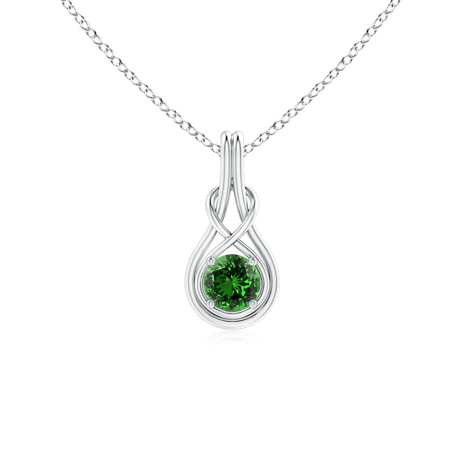 Lab-Grown Round Emerald Solitaire Infinity Knot Pendant