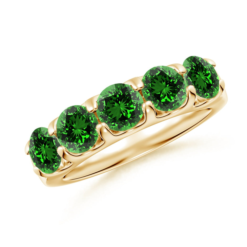 Lab-Grown Shared Prong Set Half Eternity Emerald Wedding Ring