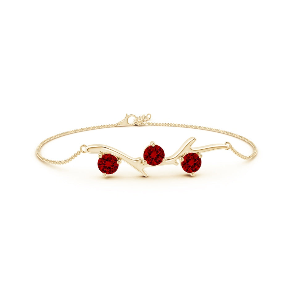 Lab-Grown Nature Inspired Round Ruby Tree Branch Bracelet