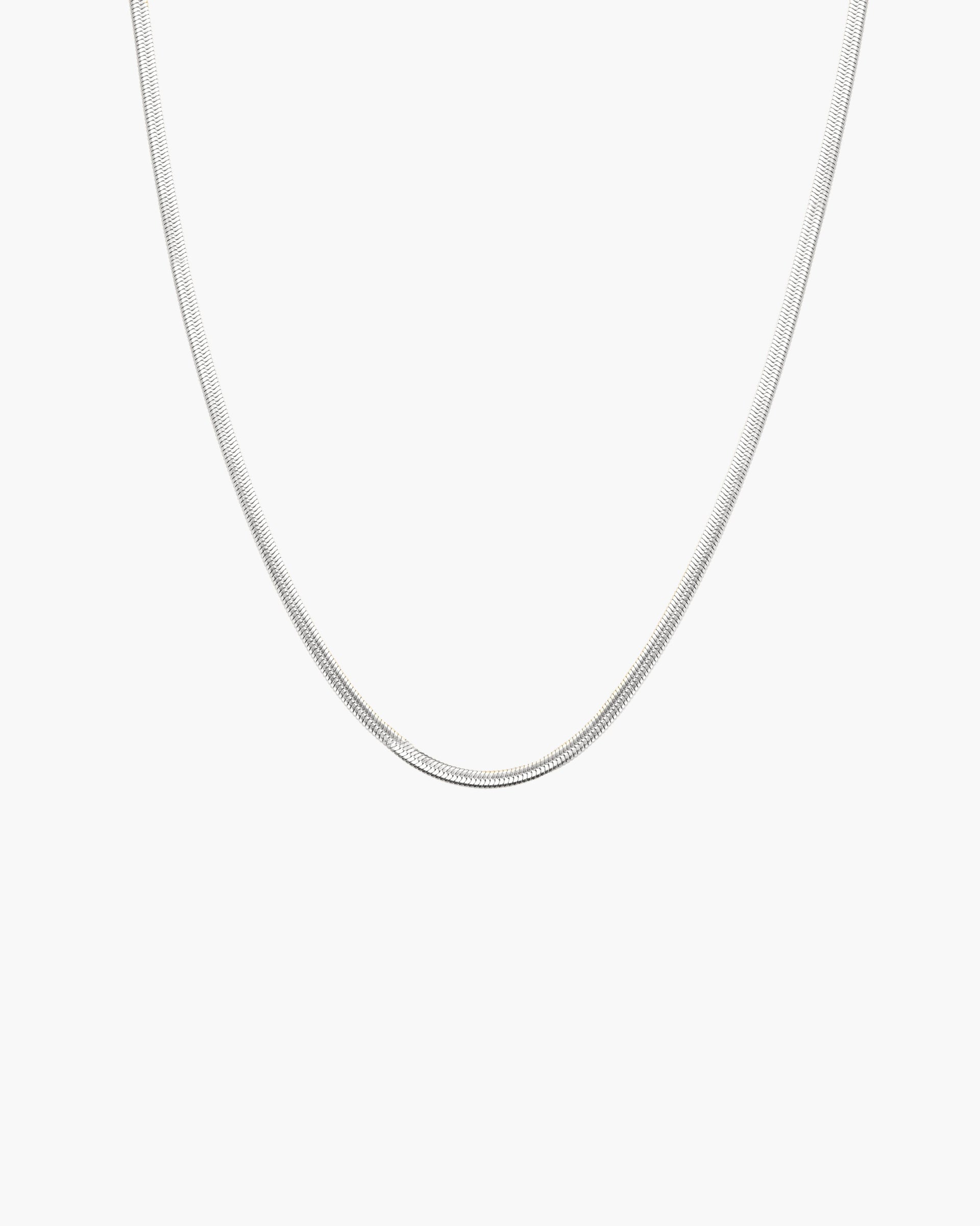 3mm Herringbone Chain Necklace in Silver