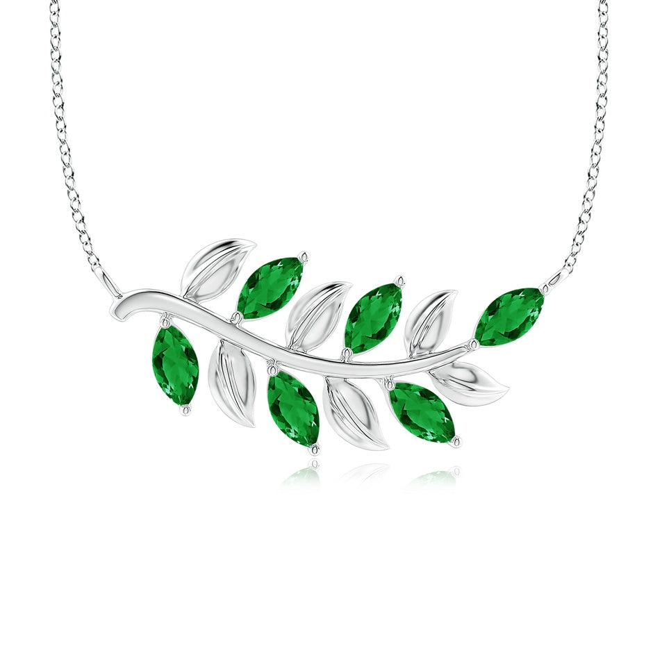 Marquise Emerald Olive Branch Pendant