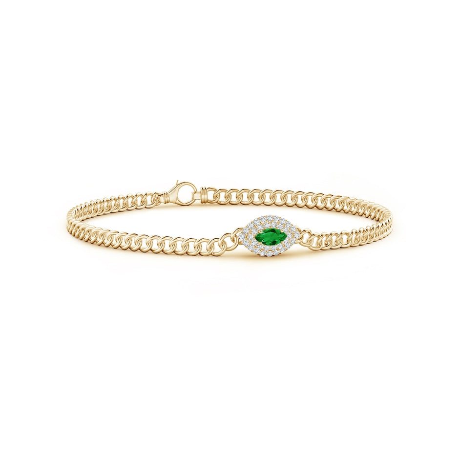 East West Marquise Emerald Double Halo Bracelet