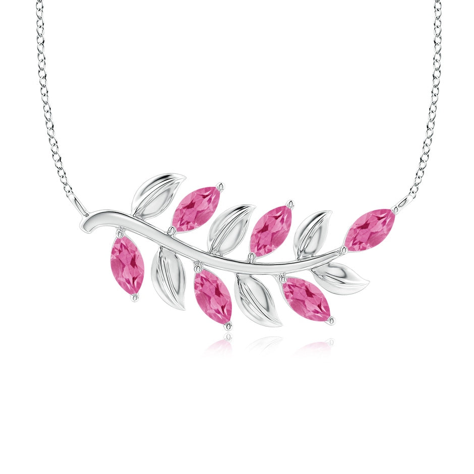 Marquise Pink Sapphire Olive Branch Pendant