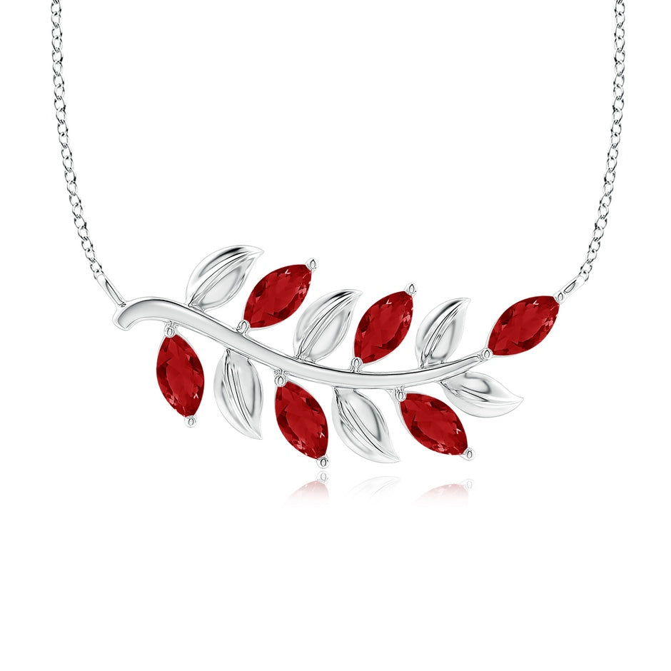 Marquise Ruby Olive Branch Pendant