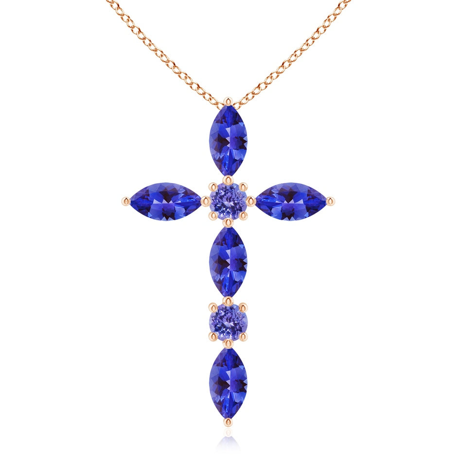 Marquise and Round Tanzanite Cross Pendant