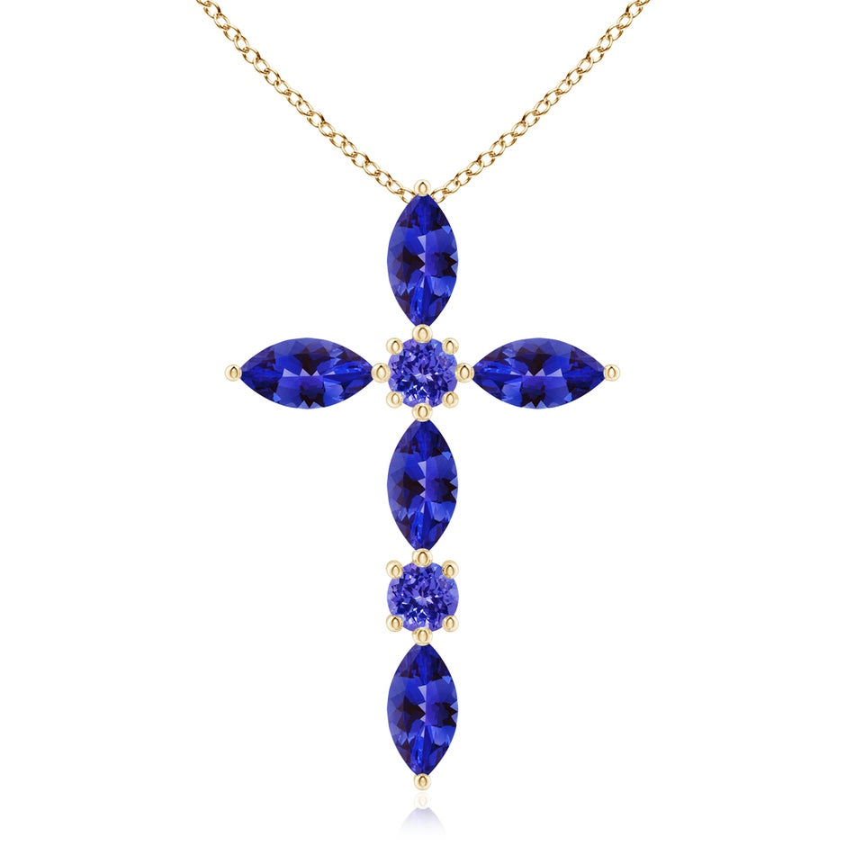 Marquise and Round Tanzanite Cross Pendant