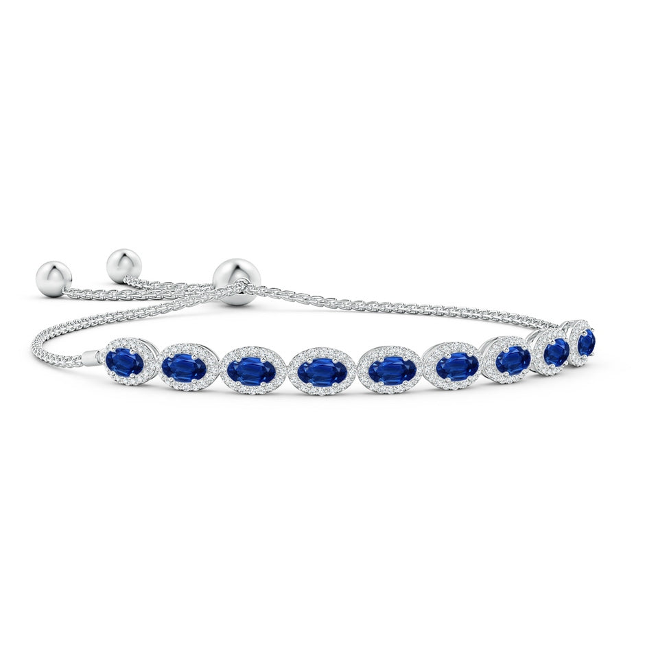 Oval Sapphire Bolo Bracelet with Diamond Halo