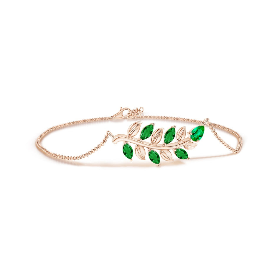 Pear and Marquise Emerald Olive Branch Bracelet